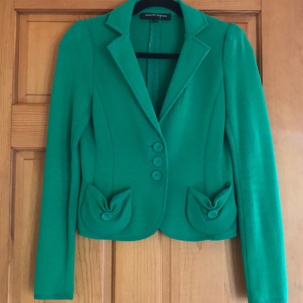 Nanette Lepore Kelly Green Knit Blazer
